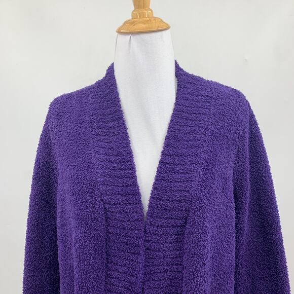 Daily Practice Cardigan Womens XS Extra Small Purple Teddy Fleece Open Front - Picture 3 of 12